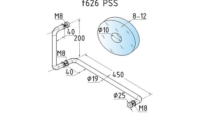Дверная ручка-скоба полированная t626 PSS 2