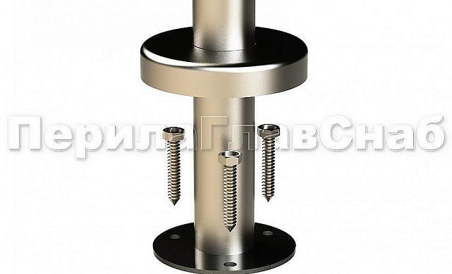 Готовая стойка Ø38,1х950 мм деревянная, со вставками из нержавеющей стали 2х100 мм с 2 стеклодержателями k741-2-L 3