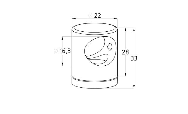 Ригеледержатель на стойку под плоскость Ø16 мм, литой, Ø22х30 мм, полированный, (AISI 304) k065-2 2