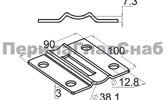 Боковой крепеж стойки под Ø38.1 мм, полированный (AISI 304) k056-4 2