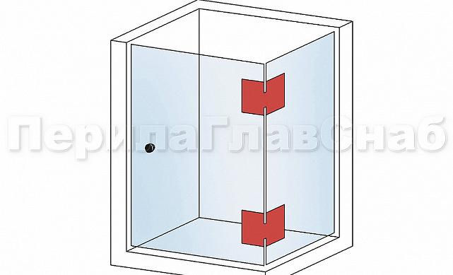 Петля для душевой кабины стекло-стекло 90° 90х55 мм шлифованная  t304 SSS 2