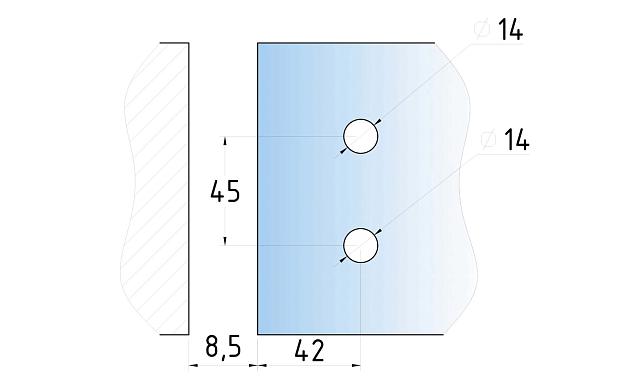 Петля для душевой стена-стекло 90°, односторонняя, без реза, нержавеющая сталь AISI 304, черная t315 BL  3
