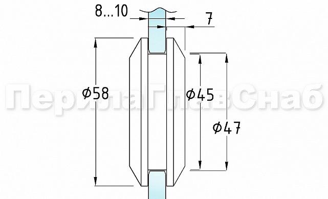 Дверная ручка 58 мм под отверстие 47 мм полированная t665 PSS 3