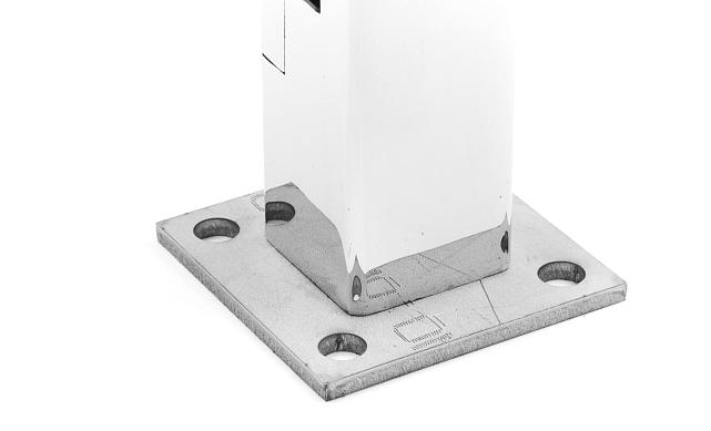 Стеклодержатель напольный 50х50х190 мм, литой, плоский, для стекла 10-12 мм, нержавеющая сталь AISI 304, полированная k275-2 7