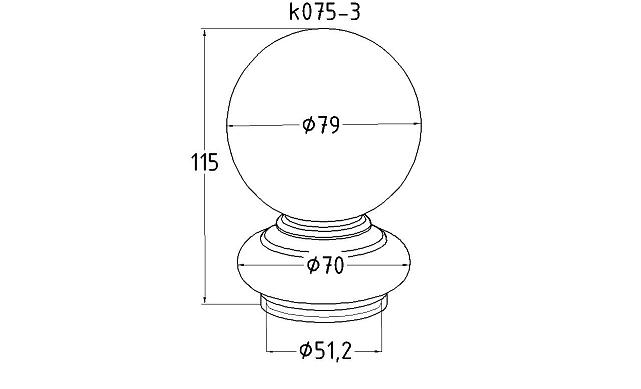 Наконечник стойки шар под Ø50.8 мм, 400#, полированный AISI 304 k075-3 2