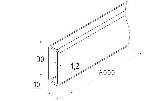 Труба нерж. AISI 304 полированная 30х10х1,2 6000мм k839-4 2