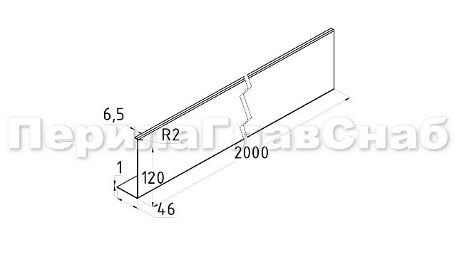 Накладка для крепления (тыльная/лицевая) из полированной нержавейки 1.0 мм длина 2.0 м k601-25 3