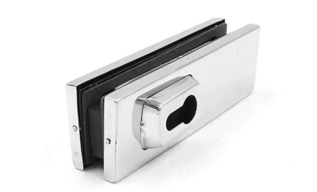 Замок для стеклянной двери угловой с круглым ригелем комплект, шлифованный t150 SSS 8