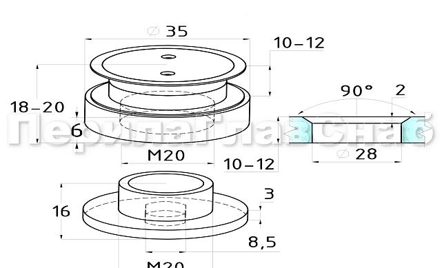 Точечный стеклодержатель 10.5-12.5 мм, регулируемый, под зенковку, для стекла 10-12 мм t503 SSS 2