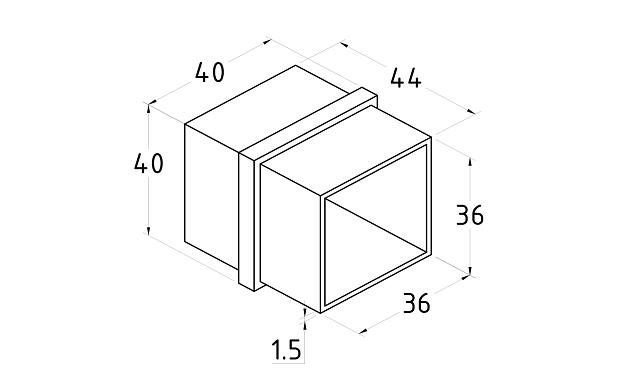 Соединитель для поручня 40х40 мм, полированный, (AISI 304) k368 2