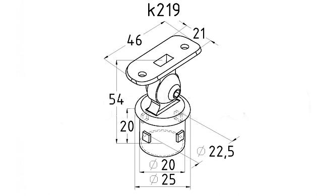 Наконечник палец с регулируемым ложементом, литой, под стойку Ø25.4х1.5 мм, полировка 600 GRIT, нержавеющий AISI 304 k219 2