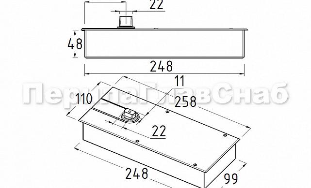 Доводчик для стеклянной двери напольный, шлифованный EN2 250 тыс. циклов 115гр (дверь 800мм  до 80 кг) t186 SSS 3