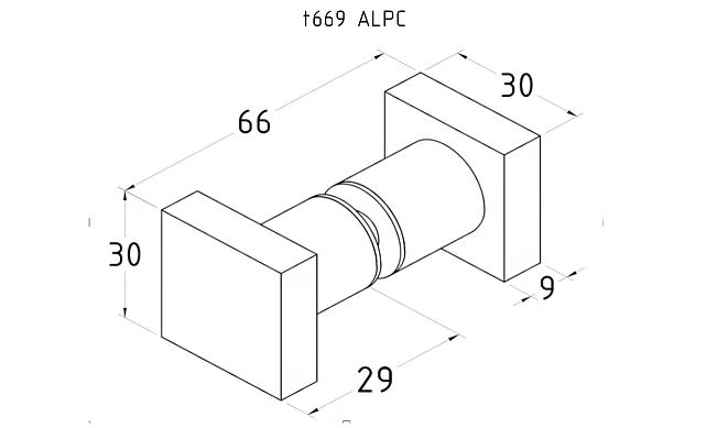 Ручка-кноб квадратная, для стекла 6-12мм, алюминий, полированная t669 ALPC 3