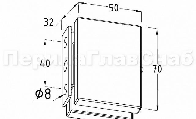 Коннектор стена-стекло с монтажной пластиной, шлифованный, вырез 09 t192 SSS 2