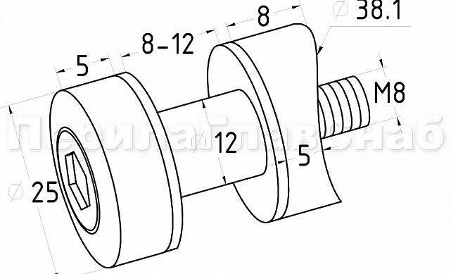 Стеклодержатель точечный для трубы Ø38.1 мм, штампованный, полированный (AISI 304) k074 2