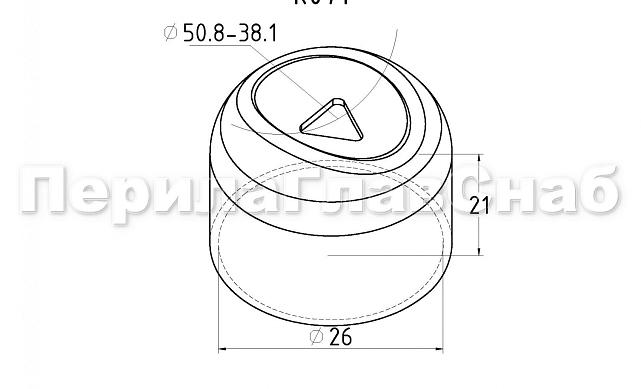 Наконечник штампованный (СПС) прямой 90° на трубу Ø25 мм, для поручня Ø38.1 мм, полированный, нержавеющий, AISI 304, k071 2